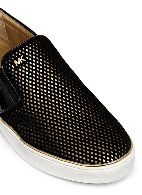 black michael kors slip on shoes|Michael Kors slip on flats.